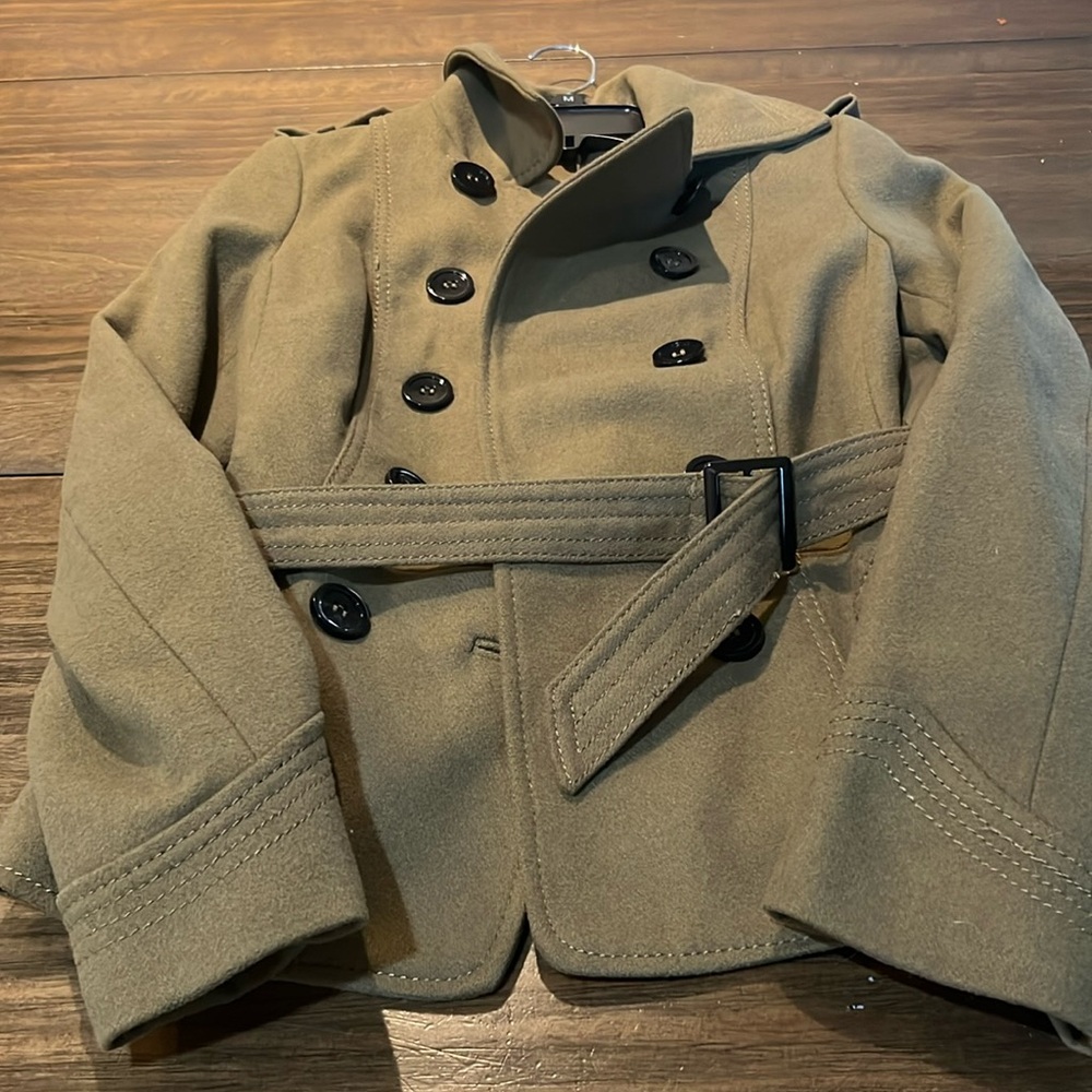 Green Classic Trench Coat with Belted Waist